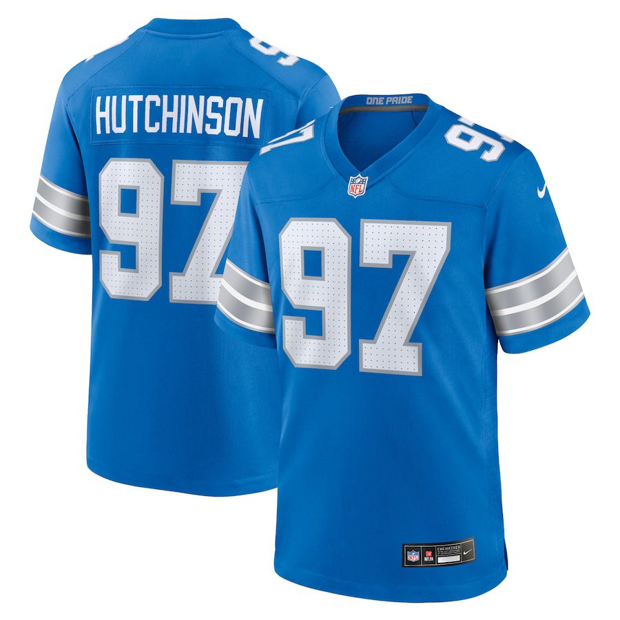 Men Detroit Lions #97 Aidan Hutchinson Nike Blue Game NFL Jersey->detroit lions->NFL Jersey